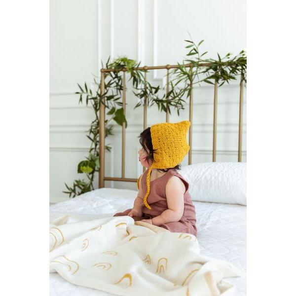 Honeycomb Bonnet, Mustard - Hats - 2