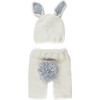 Bailey Bunny Newborn Set, White & Grey - Hats - 1 - thumbnail
