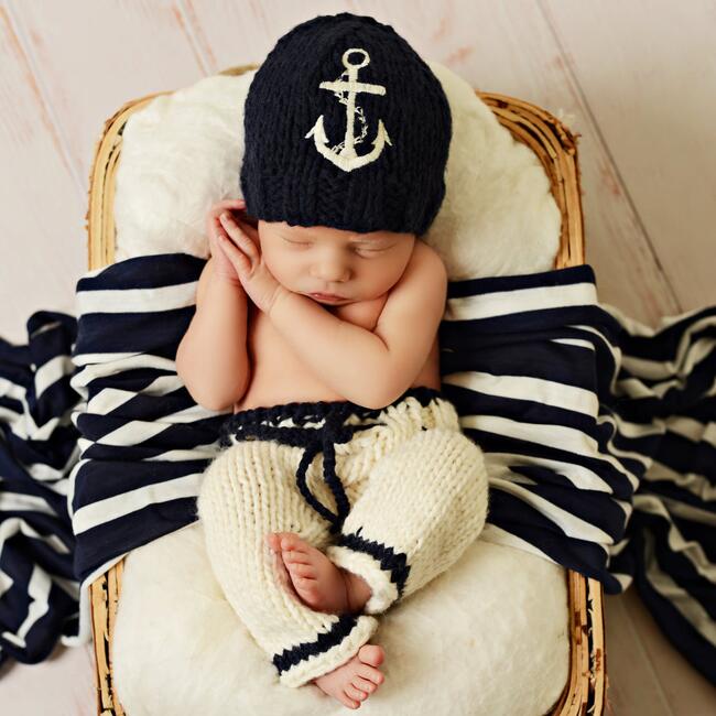 Hudson Anchor Newborn Set, Navy and White