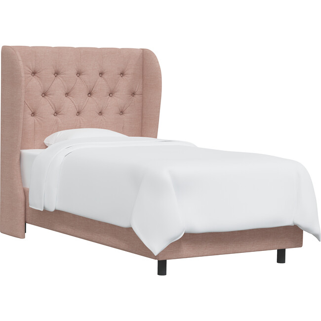 Arno Tufted Wingback Bed, Blush Woven