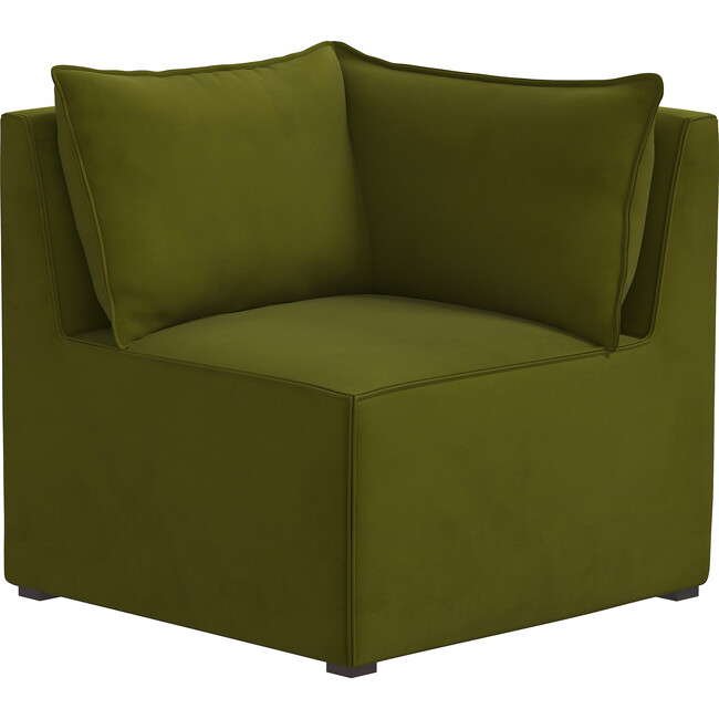 Emelia Sectional Corner Chair, Velvet Applegreen