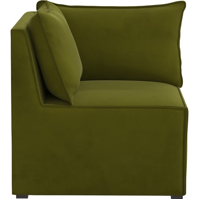 Emelia Sectional Corner Chair, Velvet Applegreen