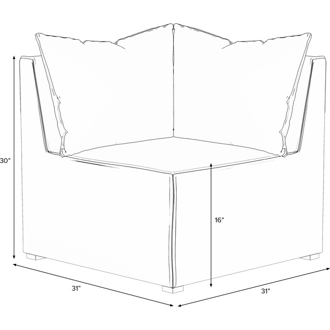 Piper 4 Piece Sectional, Velvet Pool - Accent Seating - 6