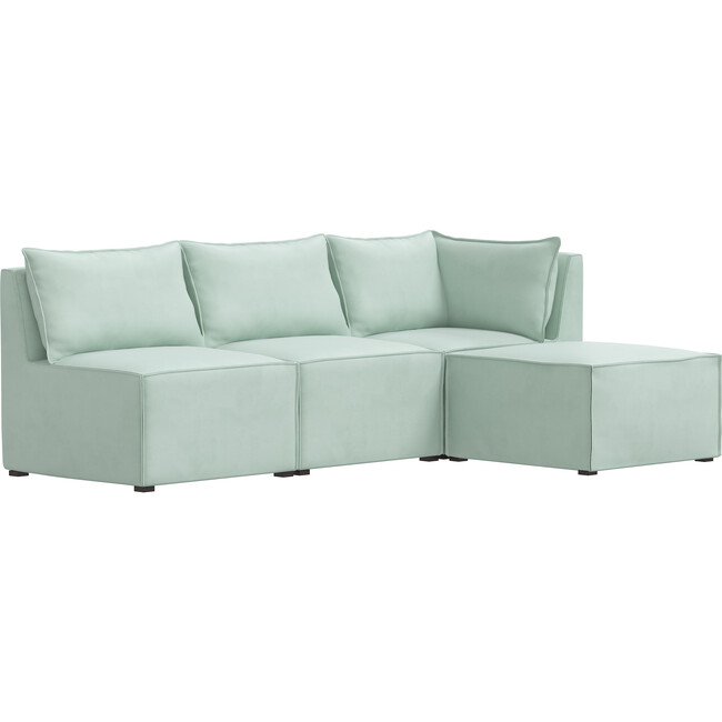 Piper 4 Piece Sectional, Velvet Pool - Accent Seating - 7