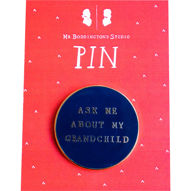 Ask Me About My Grandchild Pin, Gold/Black - Paper Goods - 3