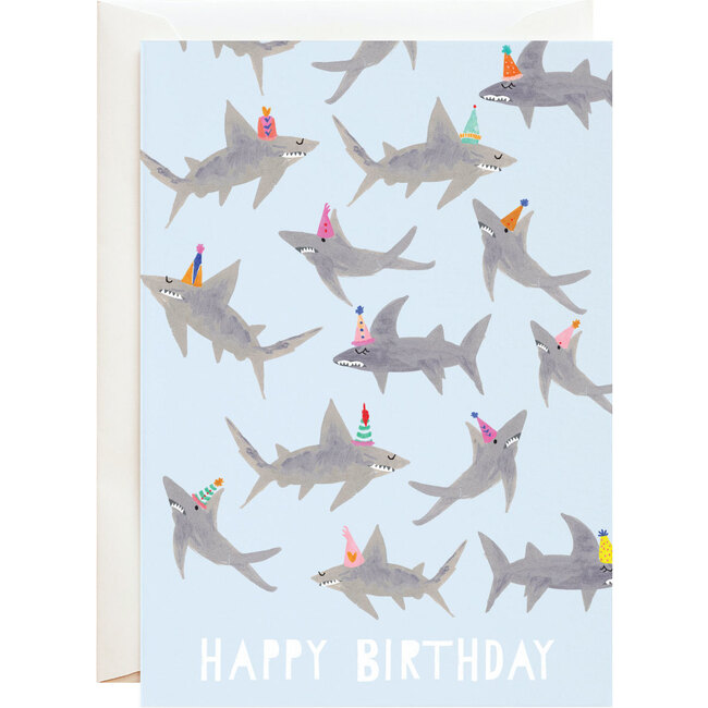 Party Hat Sharks Birthday Card