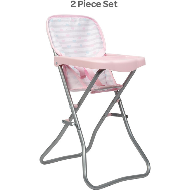 Baby Doll High Chair - Pastel Pink Hearts - Doll Accessories - 1
