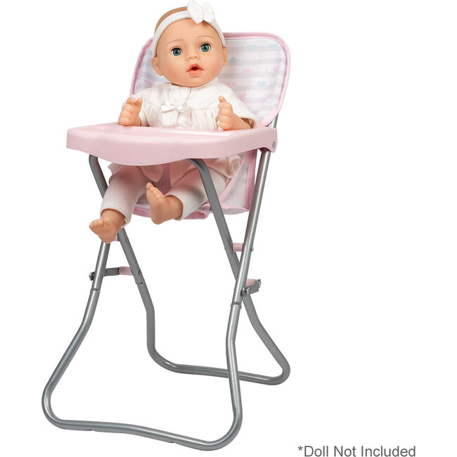 Baby Doll High Chair - Pastel Pink Hearts - Doll Accessories - 2