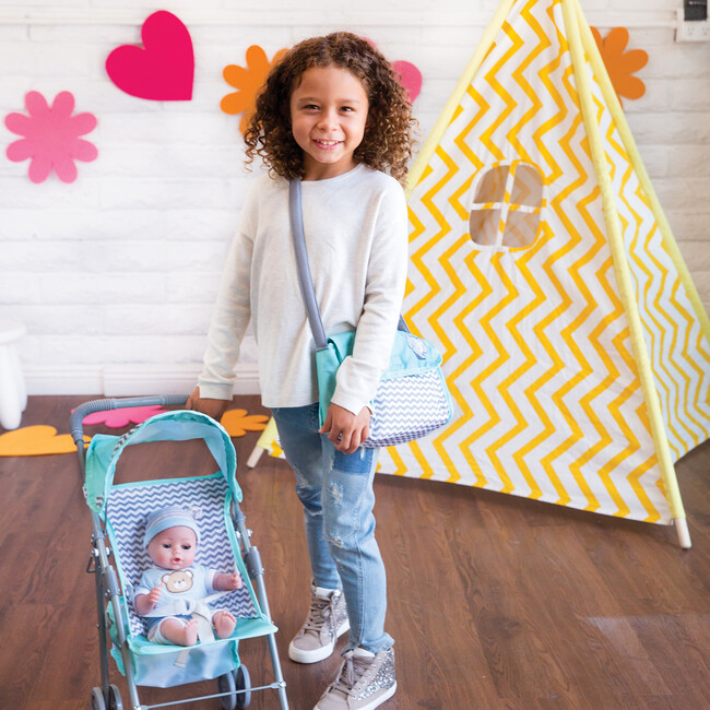 Medium Baby Doll Stroller with Shade – Zig Zag - Doll Accessories - 2