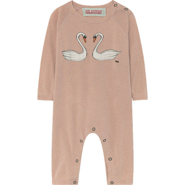 Owl Baby Pajamas, Soft Brown Swans - Onesies - 1