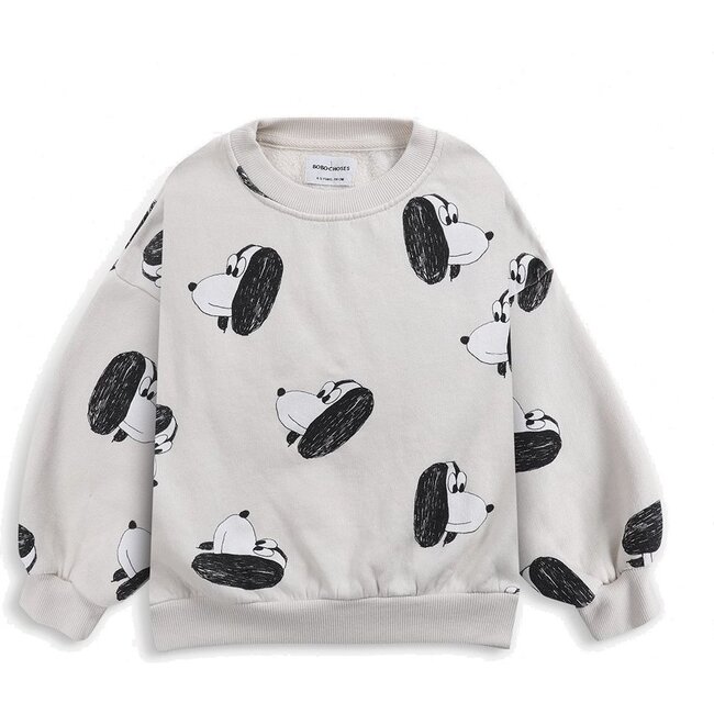 Puppy Print Sweater, Gray