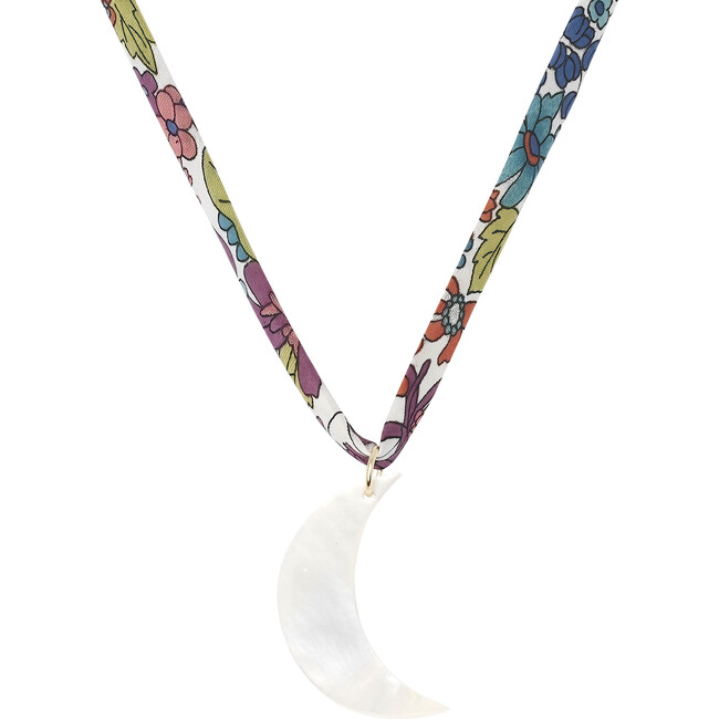 Women's Liberty Moon Charm Necklace, Multicolor Flower