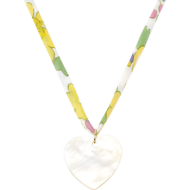 Women's Liberty Heart Charm Necklace, Yellow Daisy