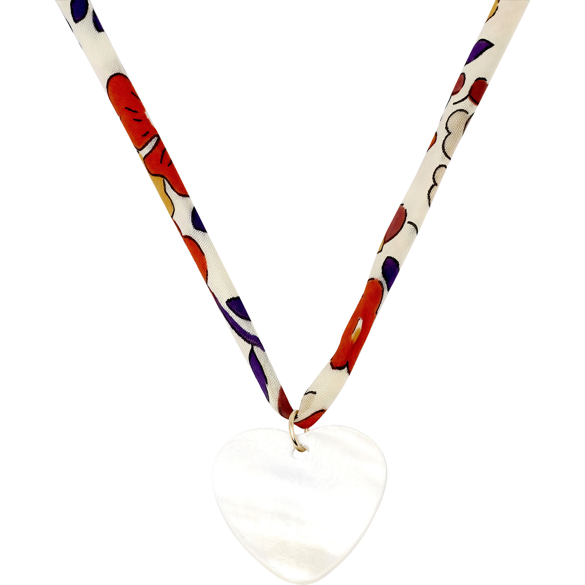 Women's Liberty Heart Charm Necklace, Red/Purple - Necklaces - 1