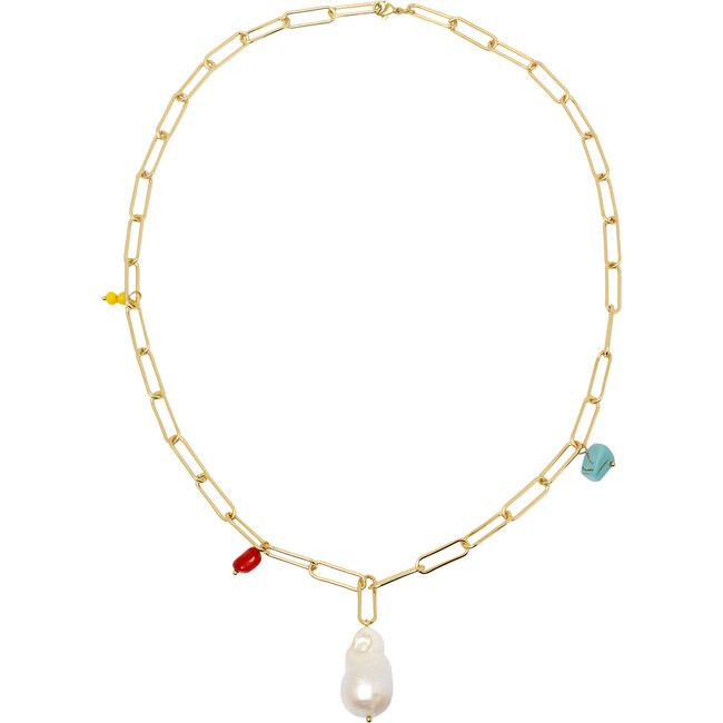 Women's Gold Link and Pearl Necklace