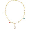 Women's Gold Link and Pearl Necklace - Necklaces - 1 - thumbnail