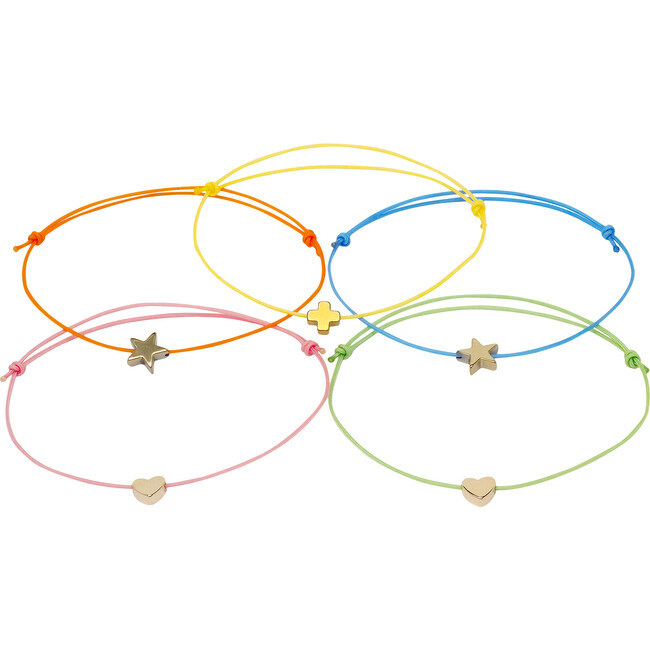 Gold Charm Bracelet Set, Rainbow Multi - Bracelets - 4