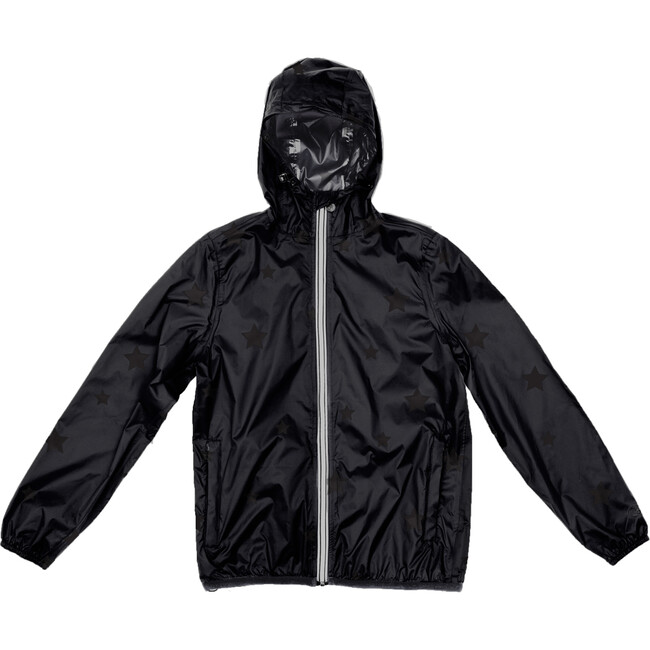 Women's Sloane Print Packable Rain Jacket, Black On Black Gloss Stars