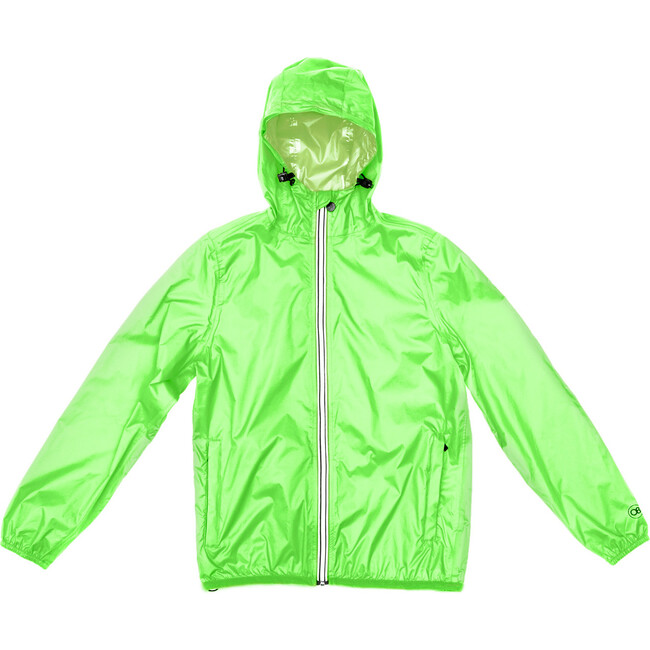 Sam Packable Rain Jacket, Green Fluo - Raincoats - 1 - zoom