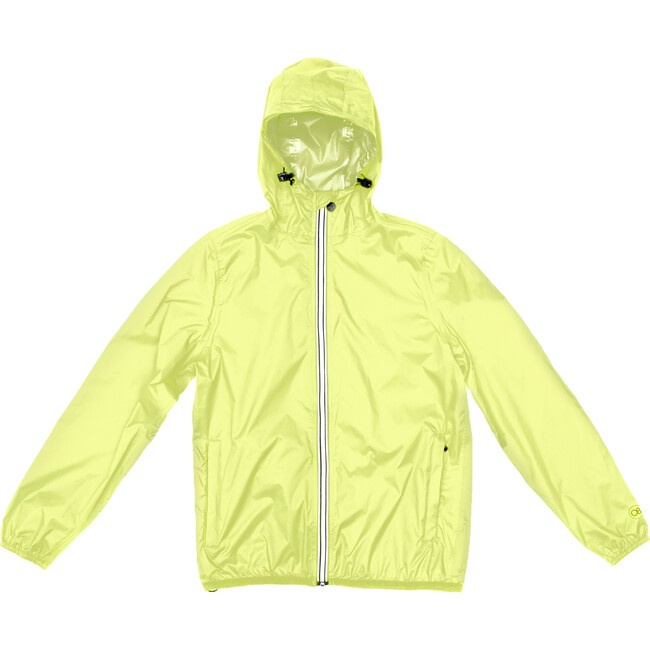 Adult Unisex Mel Full  Zip Packable Rain Jacket, Yellow Fluo
