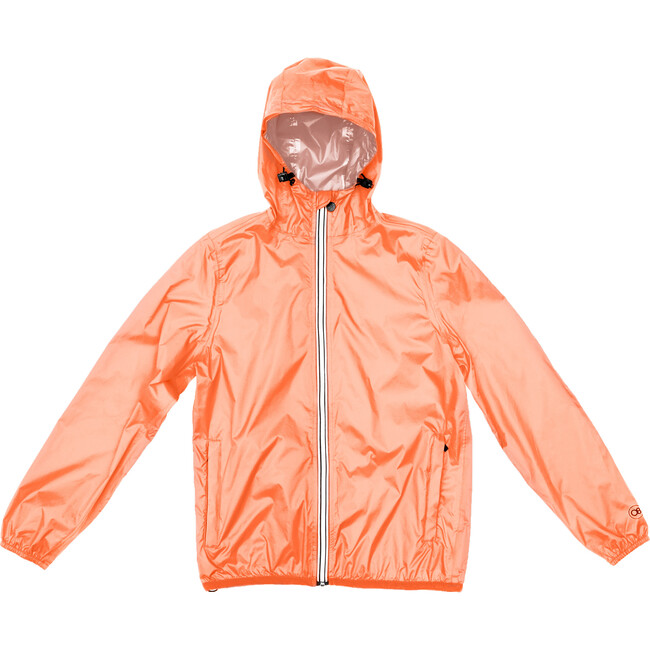 Adult Unisex Mel Full  Zip Packable Rain Jacket, Orange Fluo - Raincoats - 1