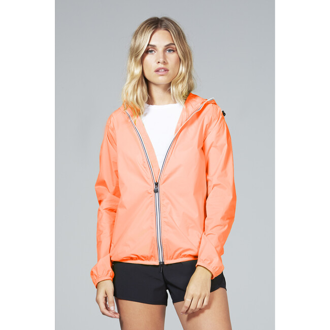 Adult Unisex Mel Full  Zip Packable Rain Jacket, Orange Fluo - Raincoats - 2