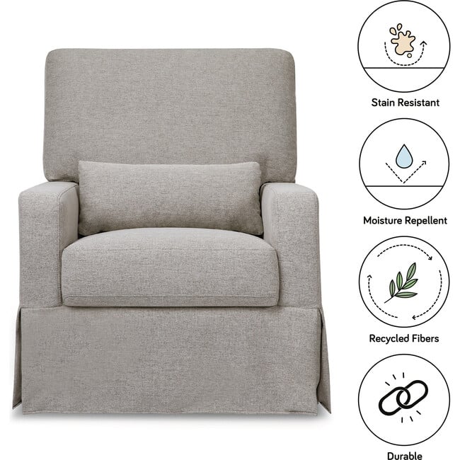 Crawford Pillowback Comfort Swivel Glider, Performance Grey Eco-Weave - Nursery Chairs - 3