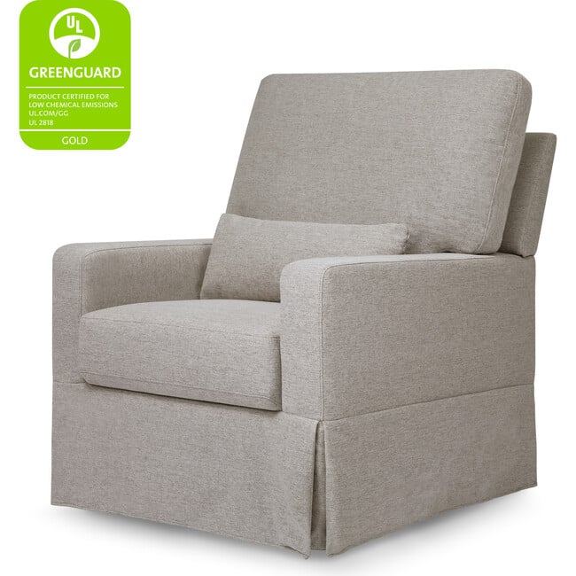 Crawford Pillowback Comfort Swivel Glider, Performance Grey Eco-Weave - Nursery Chairs - 7