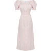 Women's Brigitte Midi Linen Dress, Pink Vichy - Dresses - 1 - thumbnail