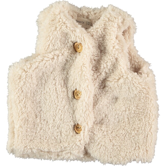 Fuzzy Vest, Ecru - Vests - 1
