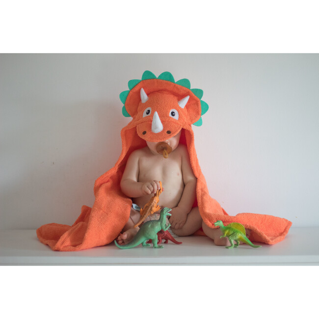 Dinosaur Hooded Towel, Orange