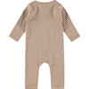 Striped Long Sleeved Jumpsuit, Chocolate - Jumpsuits - 2