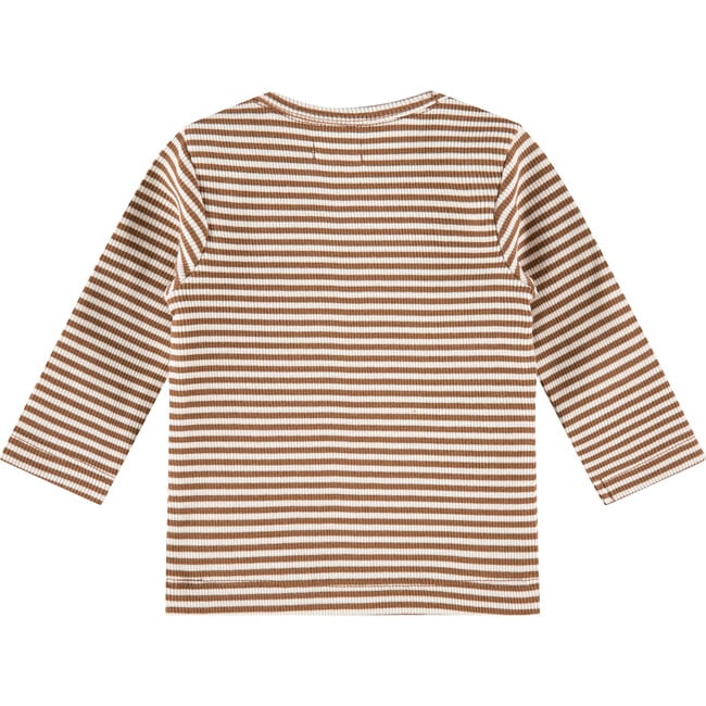 Striped Long Sleeved Tee, Chocolate - Tees - 2