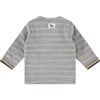 Striped Long Sleeved Tee, Heather Grey - Tees - 2