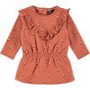 Ruffle Floral Dress, Burnt Orange - Dresses - 1 - thumbnail