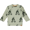 Monkey Long Sleeved Tee, Faded Green - Tees - 1 - thumbnail