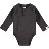 Long Sleeved Onesie, Ebony - Rompers - 1 - thumbnail
