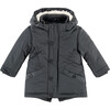 Puffer Coat, Dark Grey - Coats - 1 - thumbnail