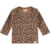 Leopard Long Sleeved Tee, Brown - Tees - 1 - thumbnail