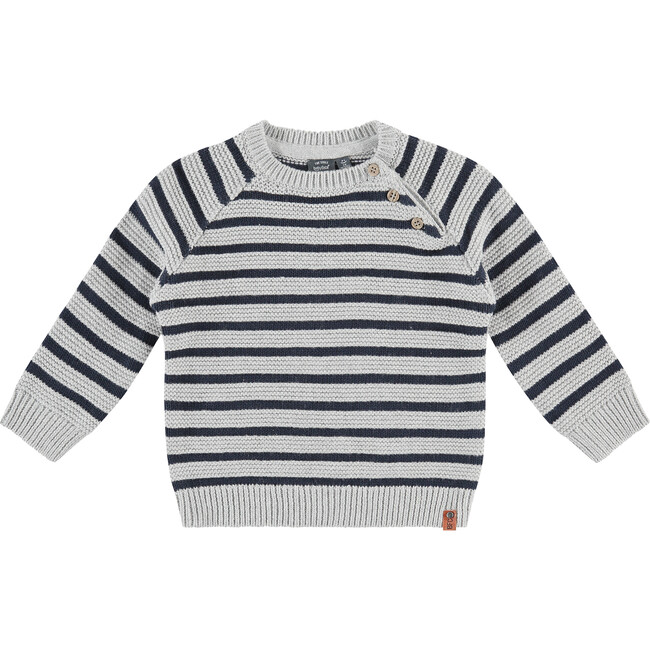 Knit Pullover, Navy Stripes