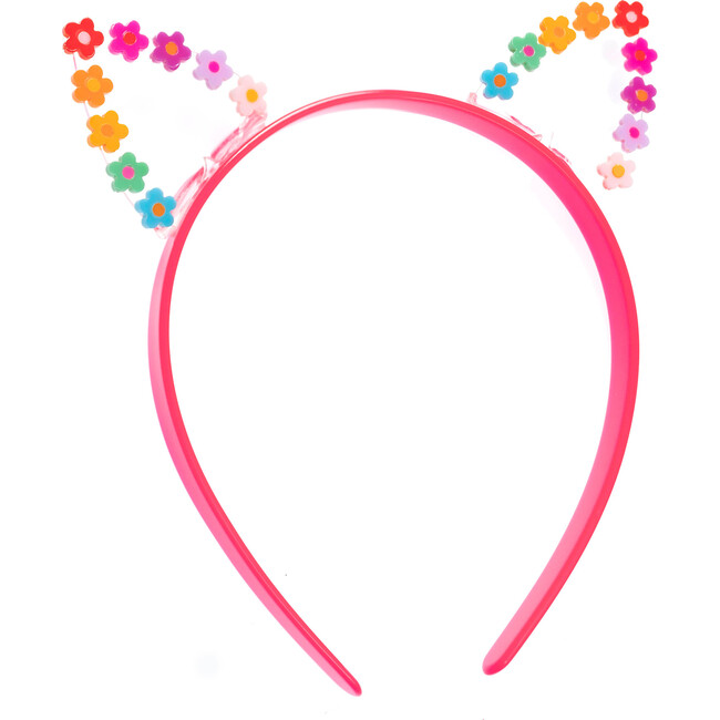 Flowery Cat Ears Headband, Pink - Hair Accessories - 1