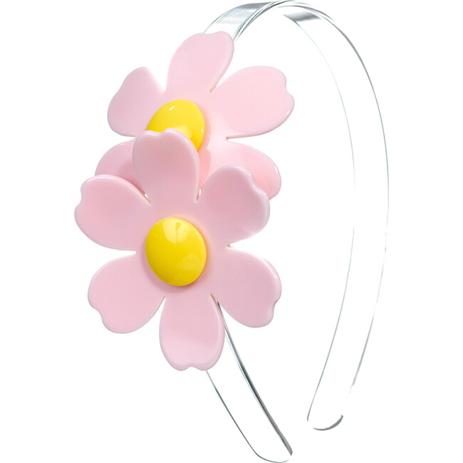 Double Daisy Clear Headband, Light Pink - Hair Accessories - 1