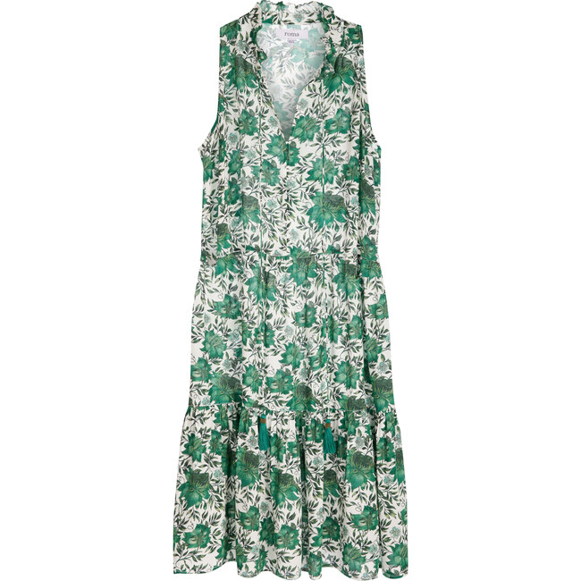 Women's Sienna Midi Dress, Vintage Green Flowers