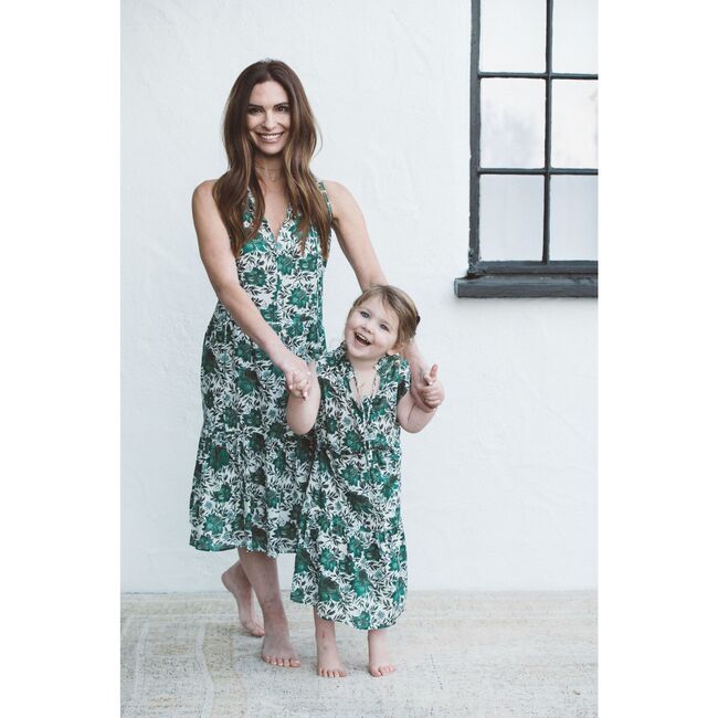 Women's Sienna Midi Dress, Vintage Green Flowers