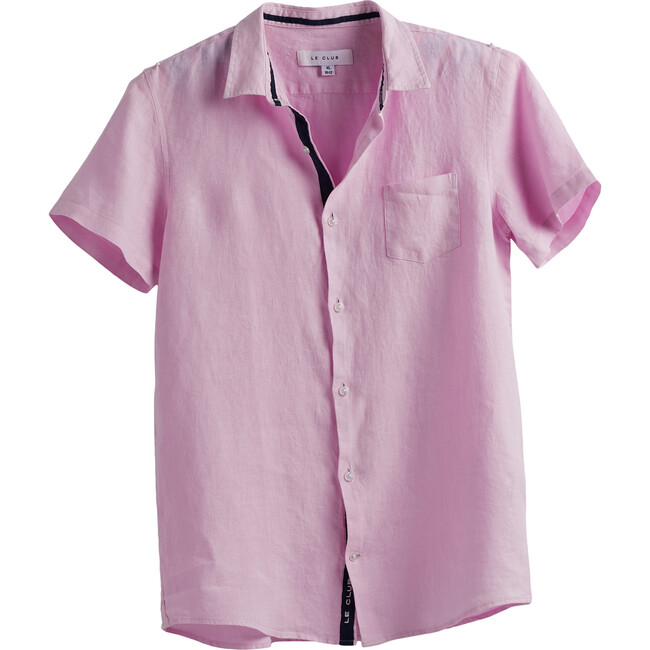 Peter Boys Linen Shirt, Pink - Shirts - 1