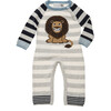 Lion Stripe Coverall, Grey - Onesies - 1 - thumbnail