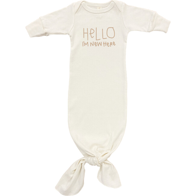Hello I'm New Here Organic Infant Gown, Clay
