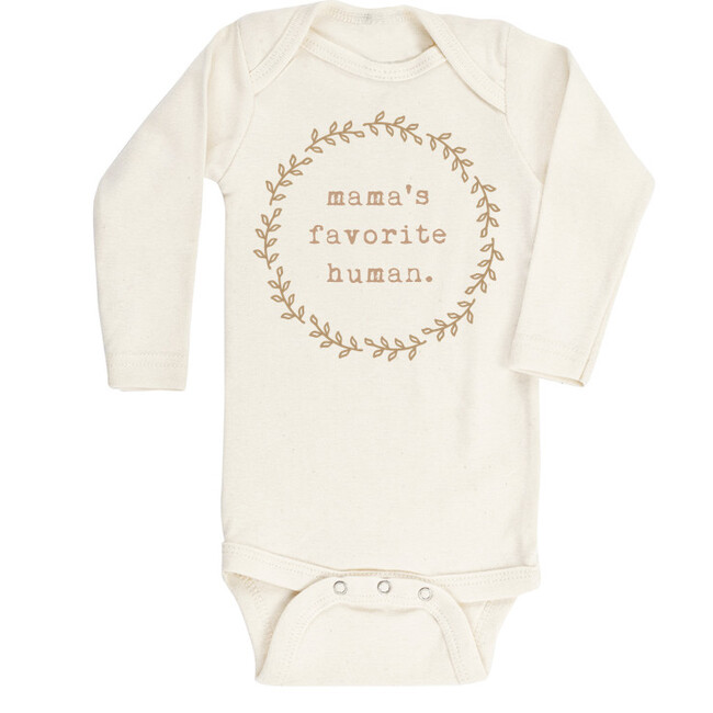 Mamas Favorite Human Long Sleeve Bodysuit, Clay - Onesies - 1