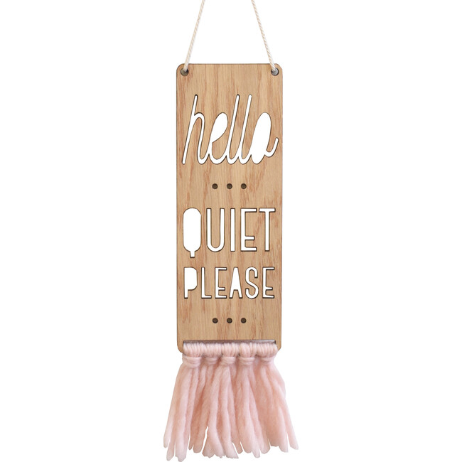 Quiet Please Sign, Oak/Pink