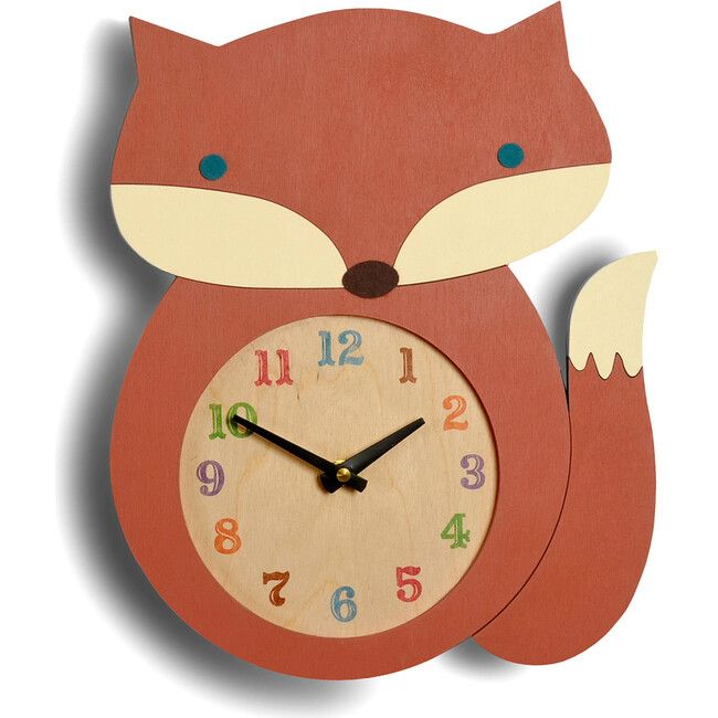 Handpainted Animal Wall Clock, Fox